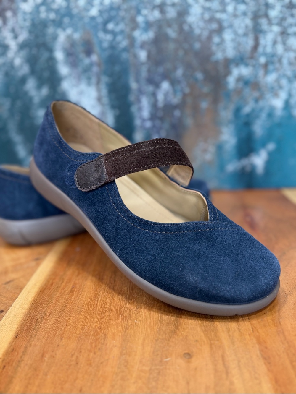 Hotter 2010’s Classic Navy Suede Leather Mary Jane Shoes